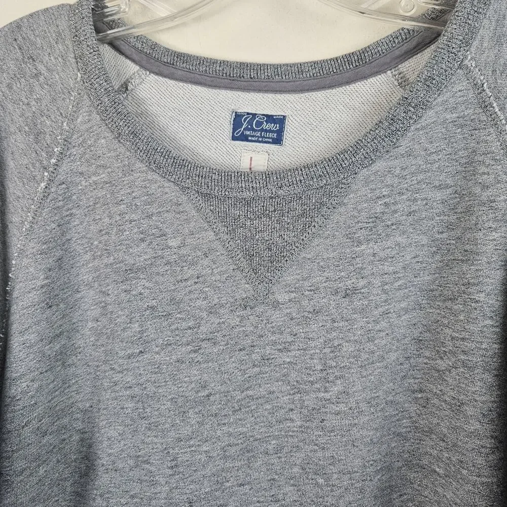 J Crew Vintage Sweatshirt Mens Large Heather Gray Fleece Crewneck Pullover 90s